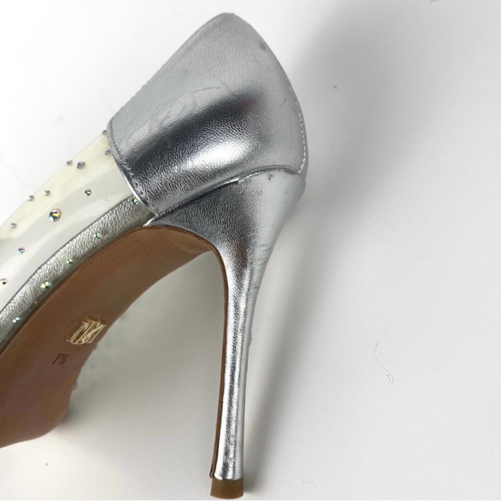 RARE Badgley Mischka Cinderella Pointed Toe Heels Silver and Clear Women's - Picture 8 of 12